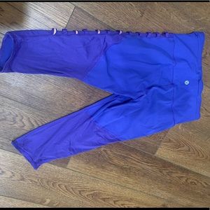 Lululemon leggings purple sheer sides cropped